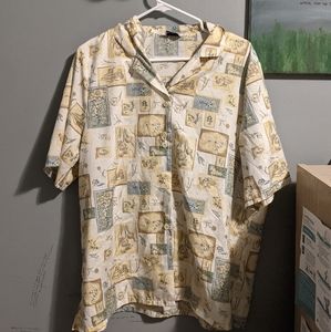 Oversized lightweight button up blouse